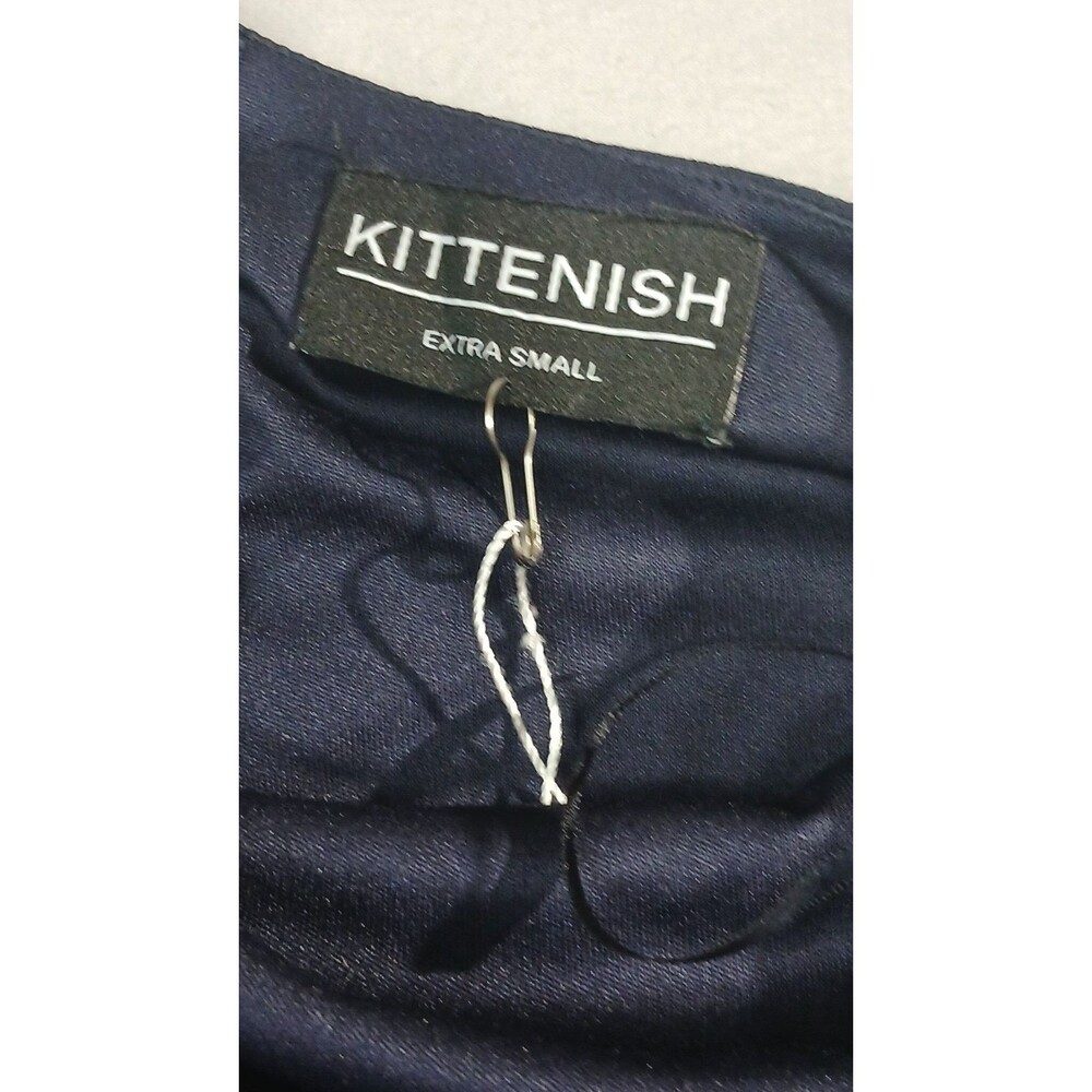 Kittenish One Shoulder Midi Dress Womens XS Navy Blue Cocktail Wedding Guest NWT - Picture 6 of 14